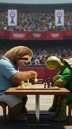 Sloths and turtles play chess. #sloths #turtle #chess