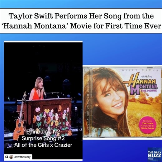 SWIFT SURPRISE! #TaylorSwift surprised fans in Edinburgh, Scotland over the weekend at her #ErasTour with two bonus tracks, one of which she has never performed live! The first bonus song was 'All of the Girls You Loved Before' (from 'Lover,') then she mashed it up with the song 'Crazier' from the 2009 'Hannah Montana' movie soundtrack. But it was Taylor who was surprised by the fact that fans remembered the words to the song 15 years later. Take a look 👇 Courtesy: aswiftiestory/IG. #ViralVideo