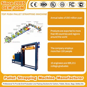 [Hot Item] Fully Automatic Strapping Machine with Twin Heads Horizontal Stretch Top Pressure Pallet Strapper Equipment Vertical Strapping Machine
