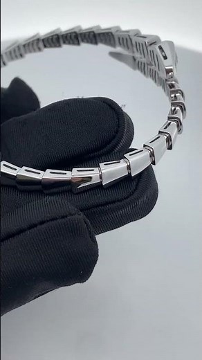 18K White Gold Bvlgari Serpenti Viper Bracelet Head and Tail Diamonds #bvlgariserpentibracelet