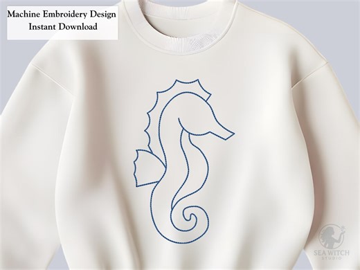 Seahorse Outline Machine Embroidery Design – Nautical Sealife File (digital Download) - Etsy