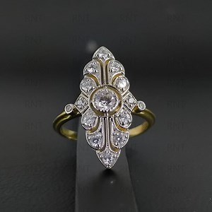 Art Deco Moissanite Ring: Vintage Style 925 Silver Gold Filigree - Etsy