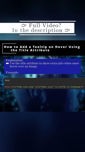 🏛️ HTML 🏛️ How to Add a Tooltip on Hover Using the Title Attribute 🏛️ #shorts #KGRDevShorts