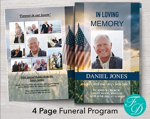 Military Funeral Program Template | American Flag Funeral Program | Military Celebration of Life Program Template | Armed Forces Memorial - Etsy
