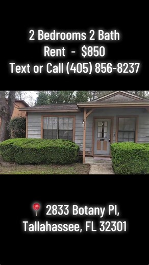 This awesome 2/2 features a large living room with vaulted ceilings, fireplace, open kitchen with bar, big bedrooms, 2 full bathrooms, sunroom/office/playroom, and can come with a dryer only (as-is, not warrantied)! There is also a good-sized yard with nothing behind the home. Great location convenient to downtown, state offices, FAMU, FSU, Southwood, shopping, restaurants, bus stops, and more! $850/month available NOW! #fyp #housetour #affordablehousing #tallahassee #florida