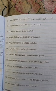 (6) My neighbour is now a widow. my neighbowr is(7) He borrowe... | Filo