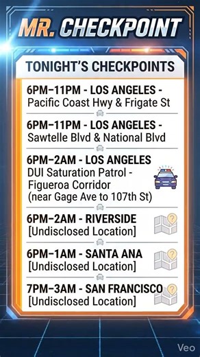 DUI Checkpoints Friday April 3rd 2026
