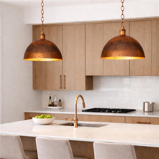 Vintage Copper Pendant Light | Farmhouse Decor, Kitchen Island Light - Etsy