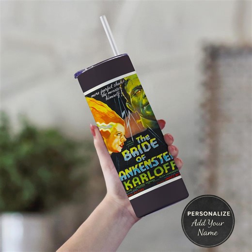 Personalized the Bride of Frankenstein Movie Poster Tumbler, Vintage Horror Movie Cup, Classic Monster Film Tumbler Fan, Retro Horror Gift - Etsy
