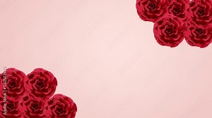 Red blooming roses 4k loop animation background video. Wedding, frame, love, card, valentine, invitation, loop, endless,