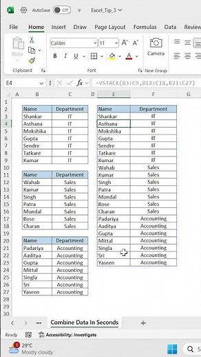 Best Way to Combine Data In Excel 🙌! #shorts #excel