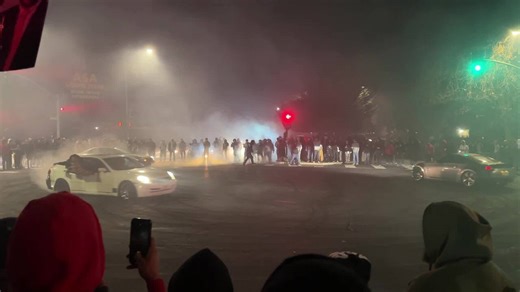 Raw video: White sedan fully engulfed after Oakland sideshow