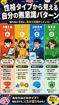 【自己分析】4つの性格タイプ別！あなたが「無意識にやってしまう」疲れるパターンの正体と対処法#自己分析 #性格診断 #心理テスト #ライフハック#shorts