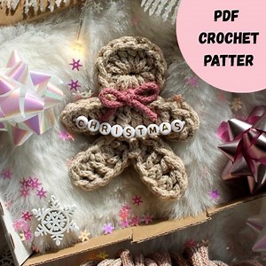 Gingerbread Man Crochet Pattern Ornament Applique Garland Holiday Decoration PDF Tutorial Christmas Tree Decor - Etsy