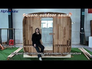 Square Outdoor Sauna Tour | Modern Panoramic Glass Sauna with Front Porch | Alphasauna