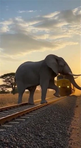African Elephant Attacks Train on Tracks: Incredible Footage #wildlifeentertainment #wildliferescue