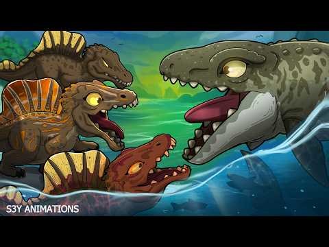 Baby Spinosaurus vs. Mosasaurus| Jurassic World rebirth - Animation 4