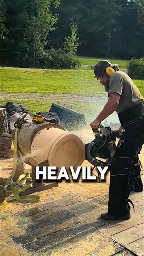 This insane Hot Saw competition uses custom chainsaws powerful enough to cut a massive log🤯