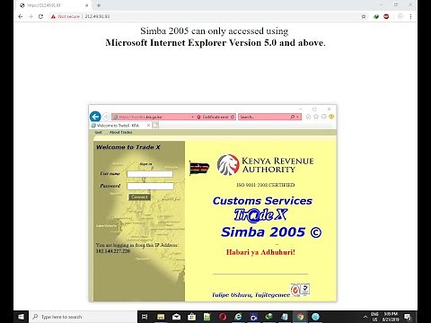Access/Login KRA Simba Tradex System in windows 10 internet explorer bypass v5.0 & above screen
