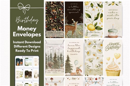 Birthday Money Envelope Template | Cash Envelope Printable | Instant Download | Print at Home - Etsy