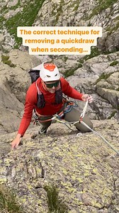Drop proof! Off the bolt -> onto the gear loop -> off the rope(s). Why do it any differently?? I do see folks doing all kinds of different things when removing quickdraws whilst they are seconding routes. Taking a quickdraw off this way means you can’t drop it so you don’t even need to look at it (if you get good!) so you can look ahead at the next moves. 📹 @bentibbettsphotography @rab.equipment @smithoptics @petzl_official @bigmountainbrewco | Dave Searle