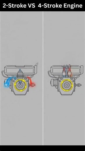 2-stroke vs 4-stroke Engine Comparison #engineexplained #shorts