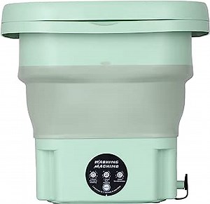 Portable Washing Machine, Folding Mini Washing Machine with Drain Basket, Portable Washer with Blue Light & Ultrasonic Washing for Apartment, Laundry, Camping, RV, Travel, Underwear