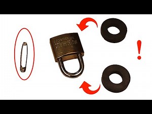 Open padlock with magnet and safety pin