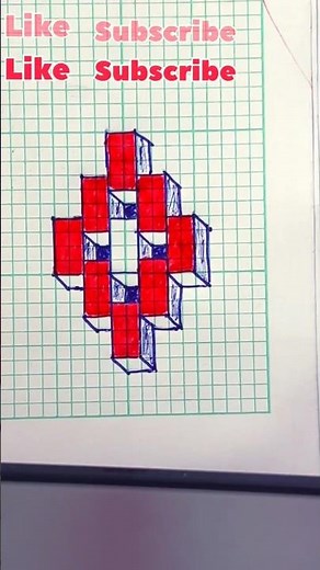 3D Cube Illusion Art on Graph Paper ✏️✨#3DArt #drawing #shorts #petshub #gameape