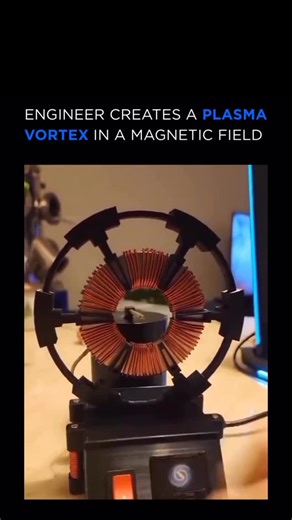 @factoxpedia on Instagram: "Engineer creates a plasma vortex in a magnetic field A small experiment that looks like sci-fi, but it is real plasma physics. An engineer created a plasma vortex inside a magnetic field. You can see the ionized gas twist, stabilize, and form a rotating structure around the field lines. It is a simple demo, but it shows something important: once you trap and shape plasma with magnetic fields, you can study control, stability, and energy transfer in a very pure form. T