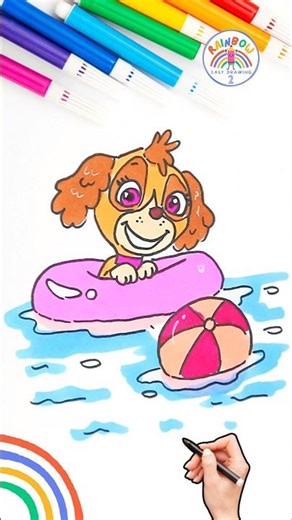 PAW Patrol Skye | Skye PAW Patrol in Summer Drawing 🌈🐶 #shorts #pawpatrol #drawing #vacation