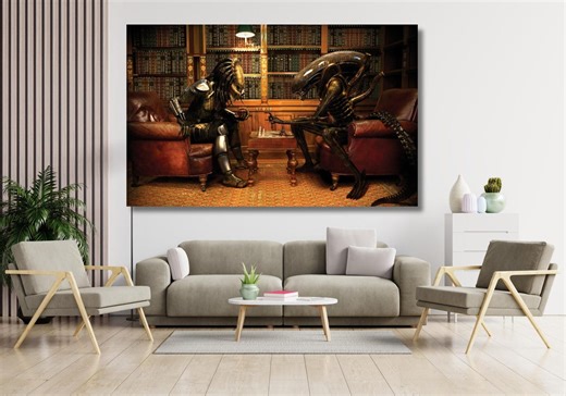 Alien Vs Predator Playing Chess Photo POSTER, Movie Canvas, Wall Hanging, Alien Canvas, Predator Canvas, Canvas, Canvas Wall Art, Canvas Art - Etsy
