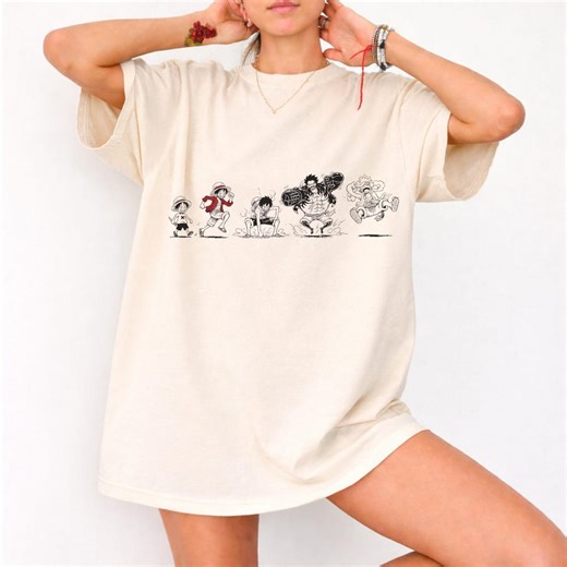 One Piece T-shirt - Luffy Evolution Timeline: From Childhood to Gear 5 Nika - Luffy Tee,sweat,hoodie - Etsy