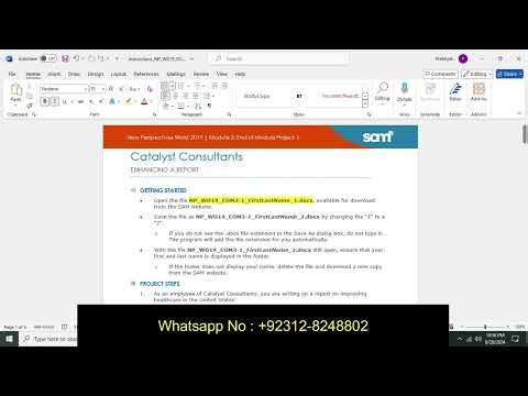 Catalyst Consultants | Module 3: End of Module Project 1 | New Perspectives Word 2019