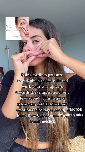 ZYGOMATICUS MINOR MUSCLE 💪 Lets promtoe Mayofascial release on this muscle. Combine this with the Zygomaticus Major & Orbicularis Oris muscles for best results. See previous video. Join my online Wild Sacred Woman membership to learn more. No products needed. 🙌❤️ LINK IN BIO #FYP #wildlilyorganics #facemassage #beauty #beautyhacks #selfcare #holistic #beautytips
