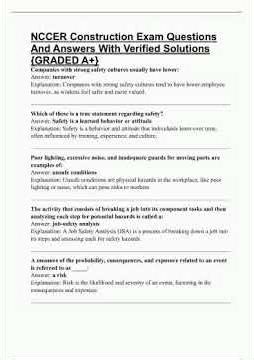 NCCER Construction Exam Questions And Answers With Verified Solutions GRADED A video