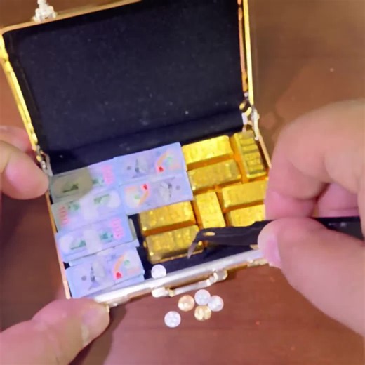 Miniature Gold Briefcase Set – 1:6 Scale Dollhouse Accessories - Etsy