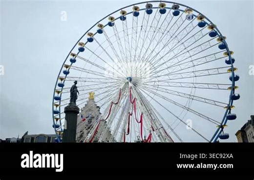 Lille, France - 27 December, 2021: View of the Christmas market. The attraction is placed in the Place de Gaulle square Stock Video Footage - Alamy