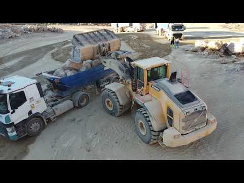 VOLVO L260H Loading Rock into A45G & Semi Truck | Drone Footage