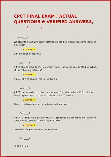 Cpct Final Exam Actual Questions En Verified Answers video