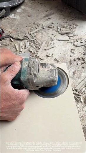 Cutting a circular hole in ceramic tile with an angle grinder