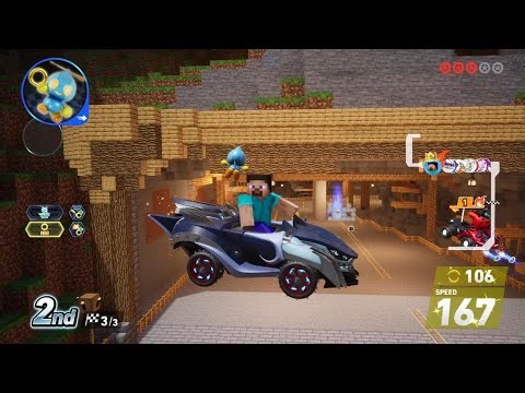 Sonic Racing CrossWorlds – Steve Gameplay on Minecraft Track (Full Race + Music)