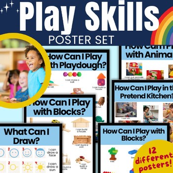 Center Play Skills Visual Supports Poster Set Autism Social Skills Preschool