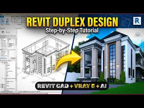 complete 6 Bedroom Duplex Design in Revit ||V Ray 5 Rendering||AI Post Production
