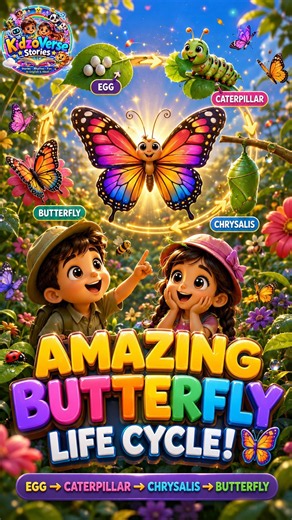 Amazing Butterfly Life Cycle 🦋 | Egg to Butterfly | Metamorphosis for Kids