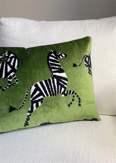 Green Zebra Velvet Throw Pillow Cover, Cover Only - Etsy