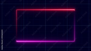 Digital retro wave grid, wire frame net. Rectangle corridor dynamic motion.