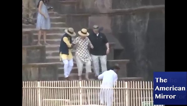 Hillary Clinton’s India trip begins with double slip on palace stairs