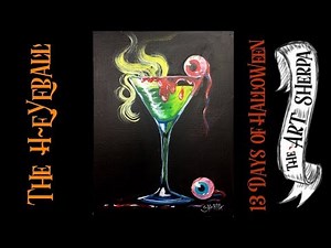 Creepy cocktail Beginner Acrylic Painting Step by step #13 Days of Halloween | TheArtSherpa