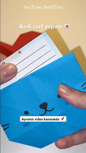 Kedi Zarf Yapımı | Hediye Kartı Fikirleri | DIY Kapaklı Kağıt zarf origami #keşfet #shortsvideo